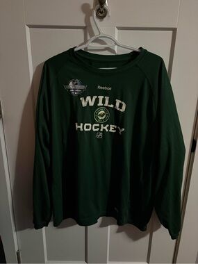Reebok Minnesota Wild Hockey Sweatshirt - Forest Green with White Logo